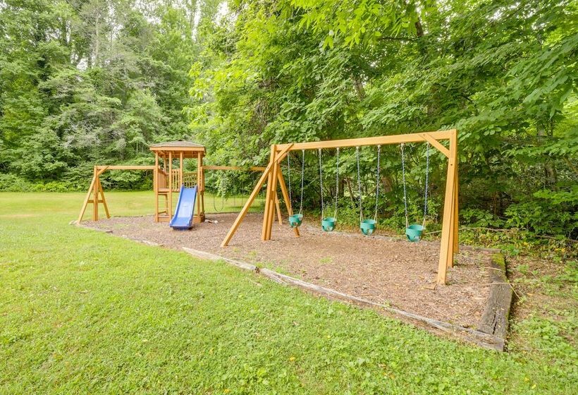 Maggie Valley Resort Home: Fire Pit, Pool & Stream