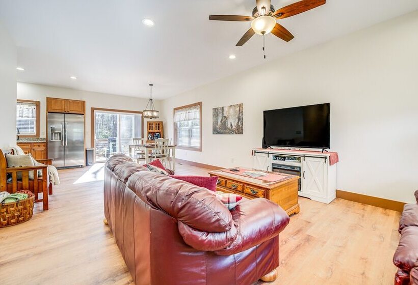 Maggie Valley Resort Home: Fire Pit, Pool & Stream