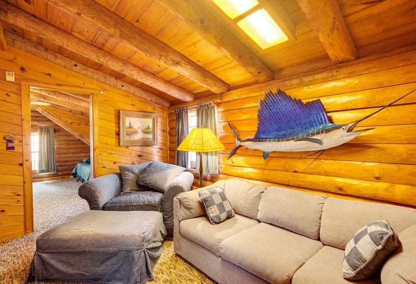 Waterfront Livingston Log Cabin W/ Private Dock!