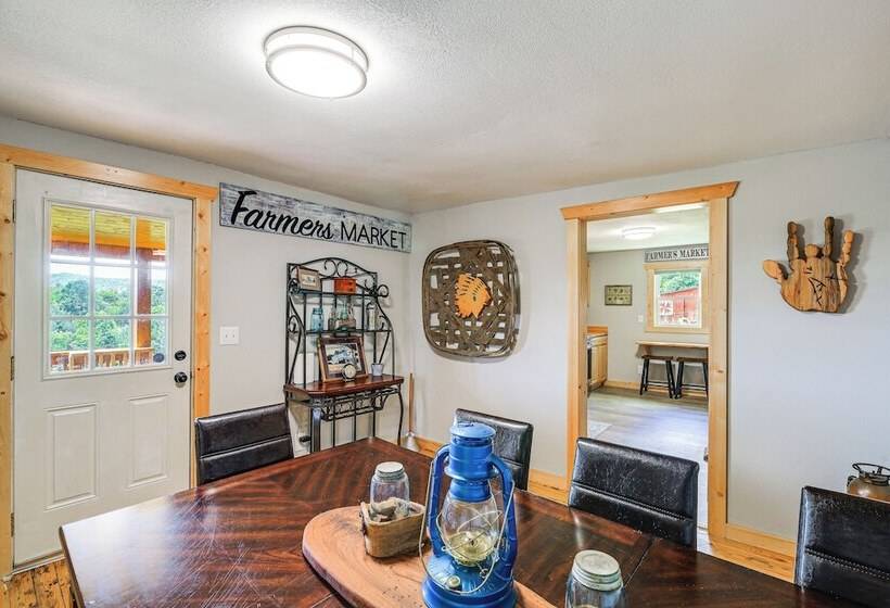 Deck & Scenic View: Historic Cabin In Piney Creek!