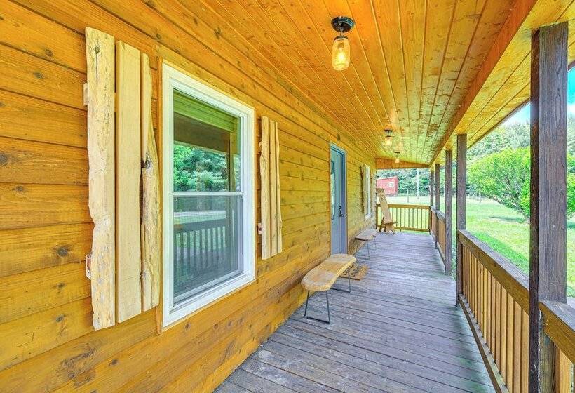 Deck & Scenic View: Historic Cabin In Piney Creek!