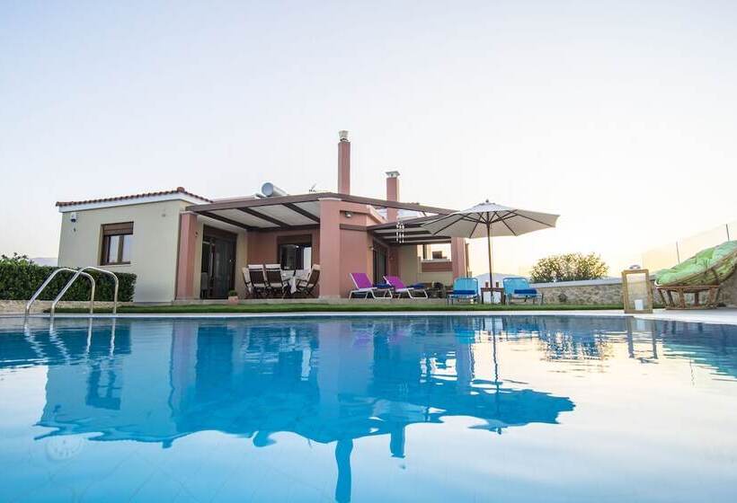 Cretan Vineyard Hill Villa Private Pool, Panoramic View, Beautiful Vineyard