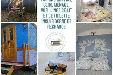 צימר Roulotte Authentique Le Temps D Une Pause En Face Du Beaujolais Climatisation Et Borne Recharge V
