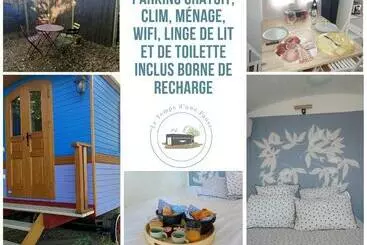 Aamiaismajoitus (B&B) Roulotte Authentique  Le Temps D Une Pause En Face Du Beaujolais   Climatisation Et Borne Recharge V