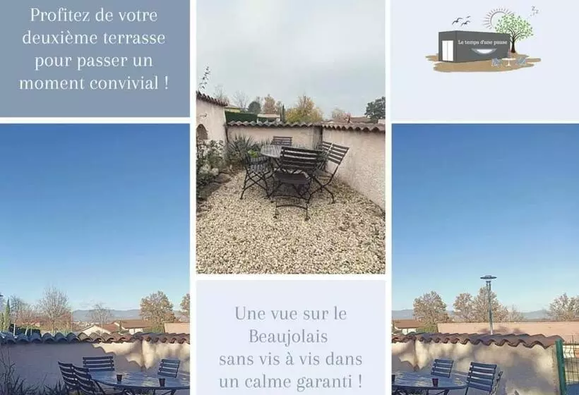 ペンション Studio De Jardin Le Temps D Une Pause Jusqu à 4 Personnes En Face Du Beaujolais   Climatisation Et B