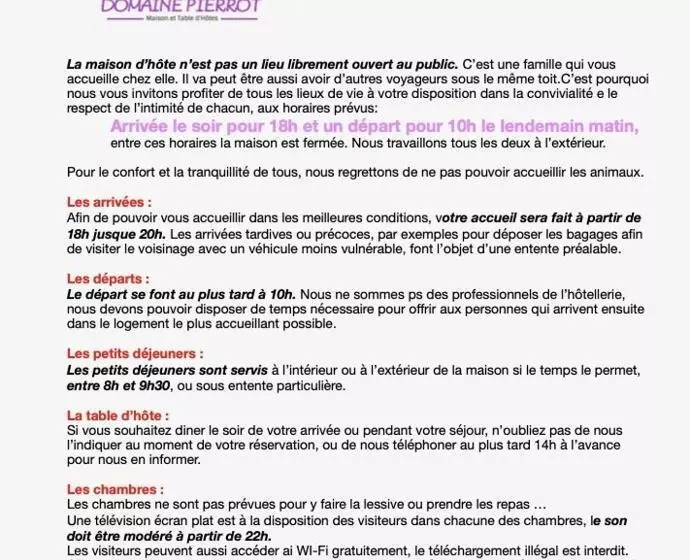 Aamiaismajoitus (B&B) Domaine Pierrot