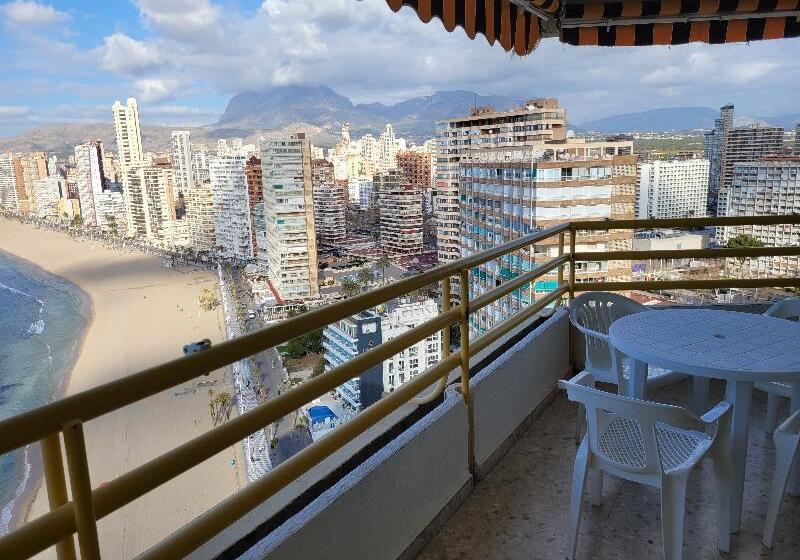 Epic Views Across Benidorm  Walk To The Beach  Tennis Court  Pool  Sleeps 4  Wifi & Netflix Plus Air