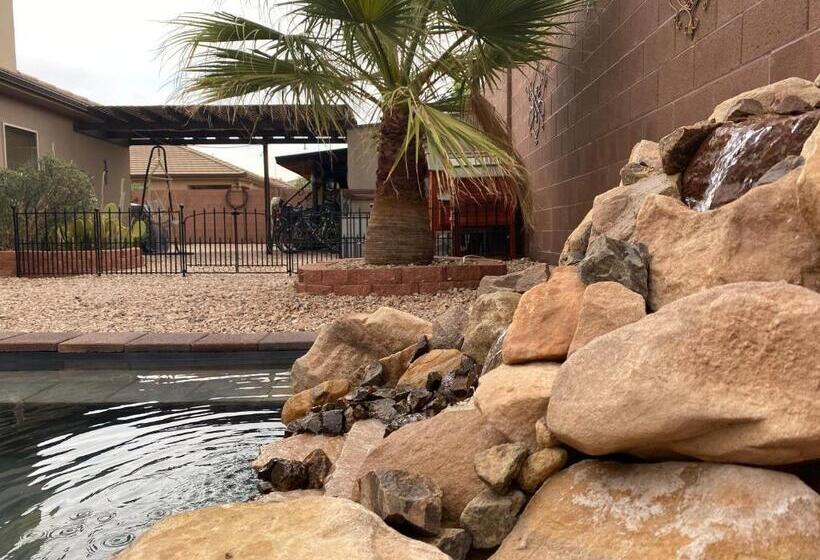 Pension Zion Rv Stone Pool Inn, Pets Stay Free, Fenced In Yard, Relaxing Waterfall!