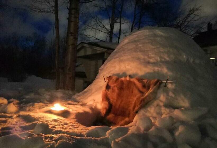 Authentic Wooden House By The River With An Igloo