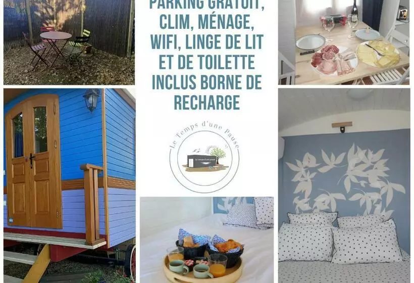 ベッドアンドブレックファースト Roulotte Authentique  Le Temps D Une Pause En Face Du Beaujolais   Climatisation Et Borne Recharge V