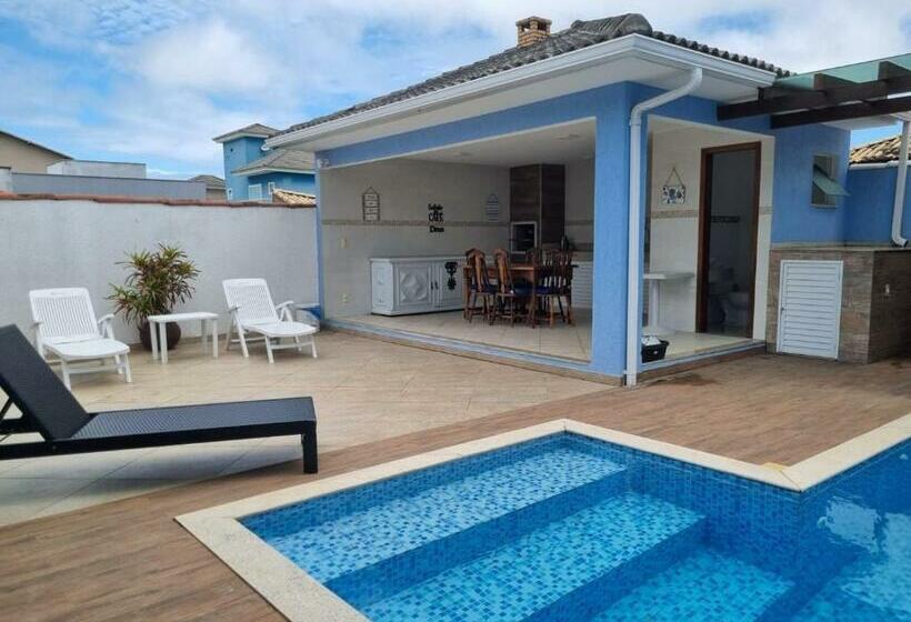 Casa Azul Linda Casa Familiar Com Piscina No Peró Em Cabo Frio
