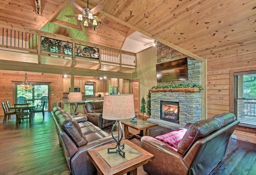Sapphire Log Cabin W/ Wraparound Deck + Fire Pit!