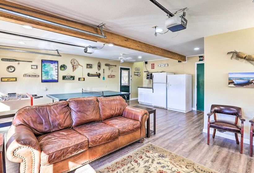 Lakefront Living: Private Dock, Deck, & Game Room!