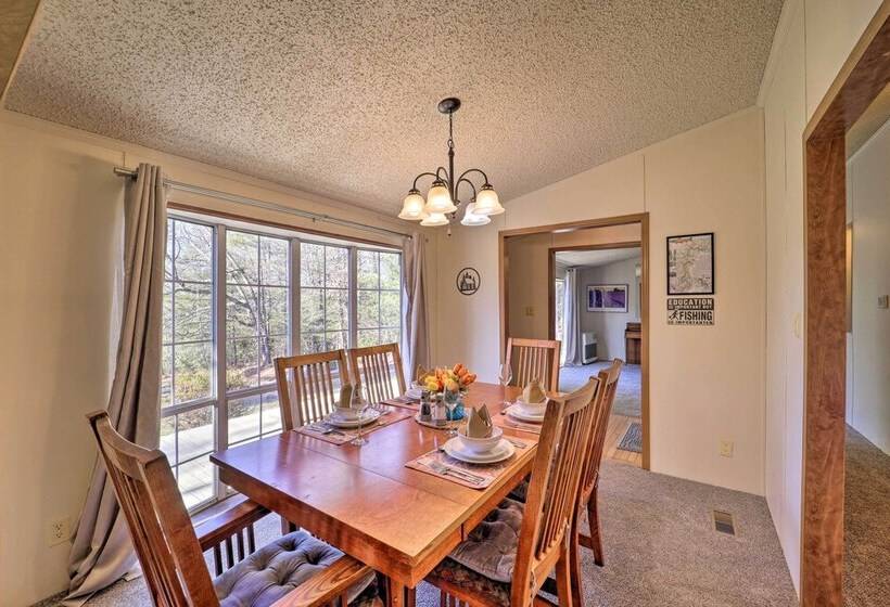 Deck + 2 Fire Pits: Riverfront Spruce Pine Rental!