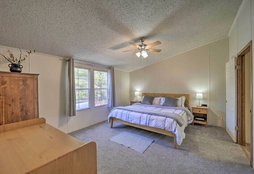 Deck + 2 Fire Pits: Riverfront Spruce Pine Rental!