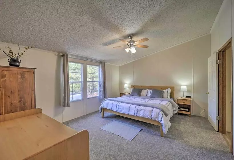 Deck + 2 Fire Pits: Riverfront Spruce Pine Rental!