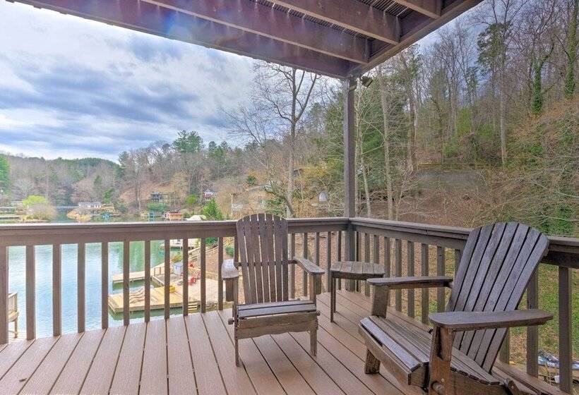 2 Story Deck: Waterfront Lake Lure Home!