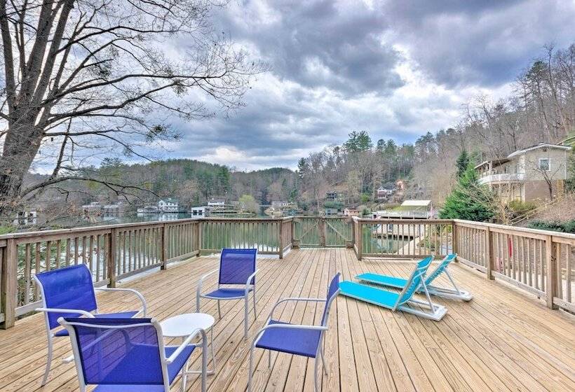 2 Story Deck: Waterfront Lake Lure Home!