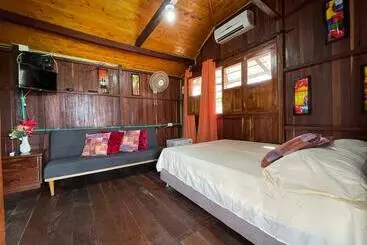 ペンション Amplia Habitación Familiar Con Aire Y Baño Privado En Cabaña Caminito 4 A 6 Personas