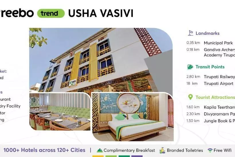 ホテル Treebo Usha Vasivi Alipiri Road, 2 Km From Tirupati Central Bus Station