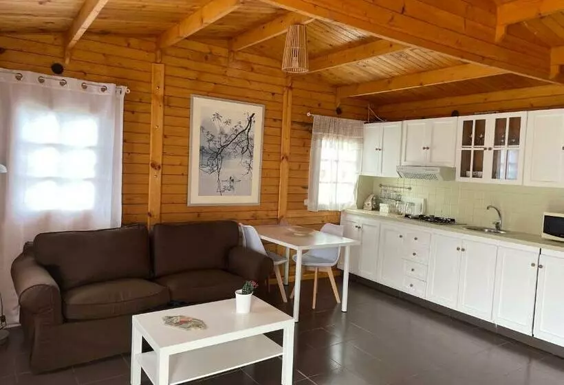 Agradable Mini Casa De Madera Con Jardín Amplio