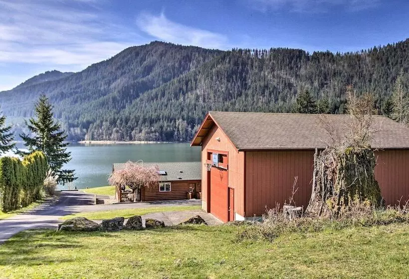Lakefront Cabin W/ Stunning Mountain Views & Dock!