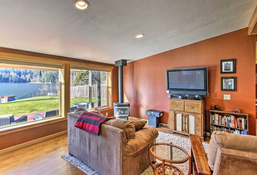 Lakefront Cabin W/ Stunning Mountain Views & Dock!