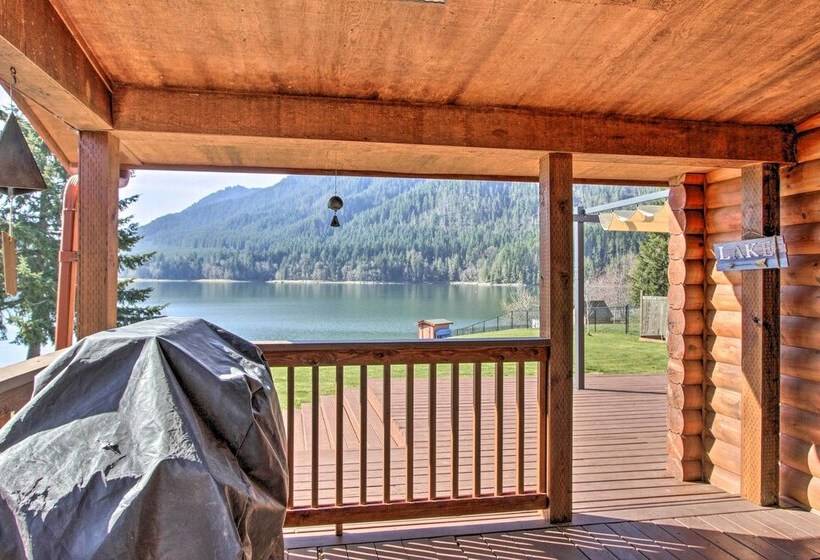 Lakefront Cabin W/ Stunning Mountain Views & Dock!