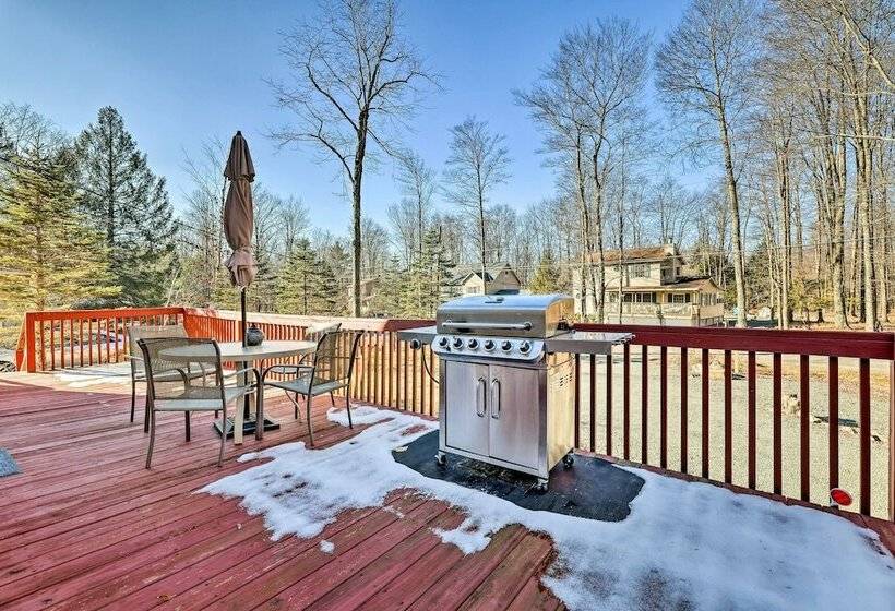 Tree Lined Pocono Lake Home W/ Hot Tub + Decks!