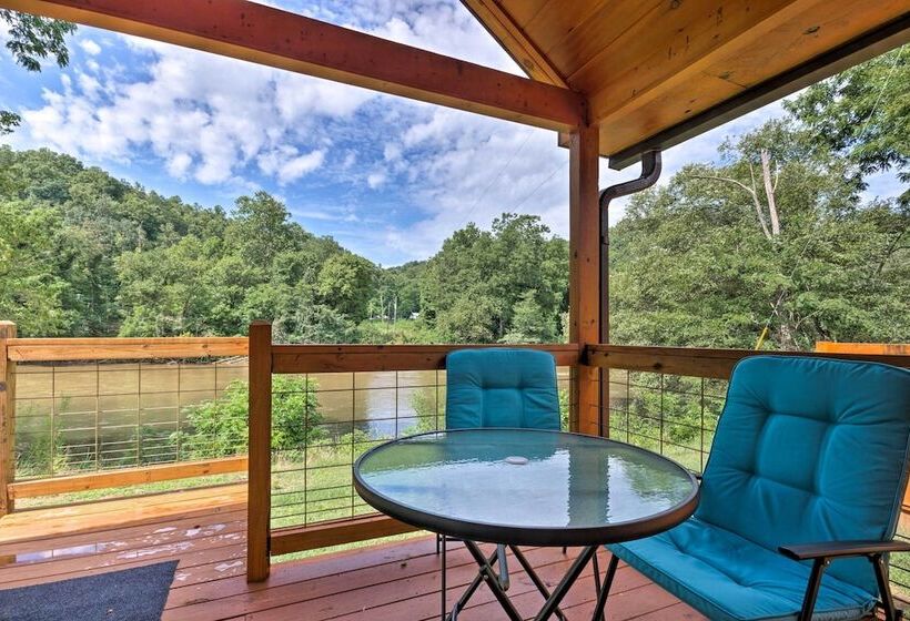 Cozy Riverfront Cabin W/ Private Deck & Hot Tub!