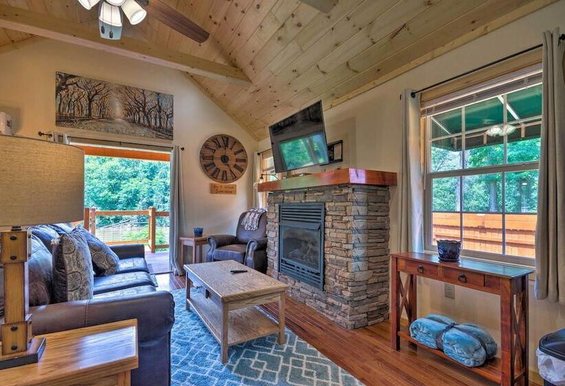 Cozy Riverfront Cabin W/ Private Deck & Hot Tub!