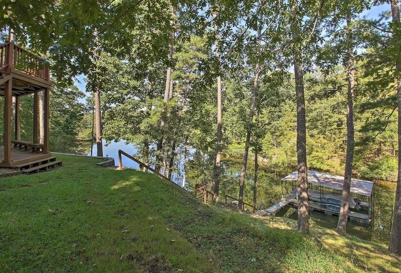 Dock & Kayaks: Lakefront Hot Springs Home
