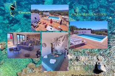 ツーリストアパートメント Casa Balancinu Vue Panoramique Sur Montagne Et Mer Piscine Privée