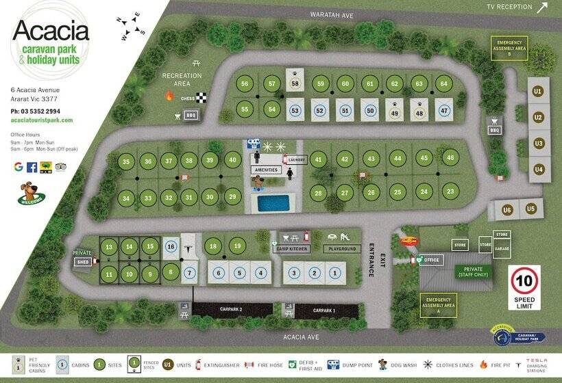 ホテル Acacia Caravan Park & Holiday Units