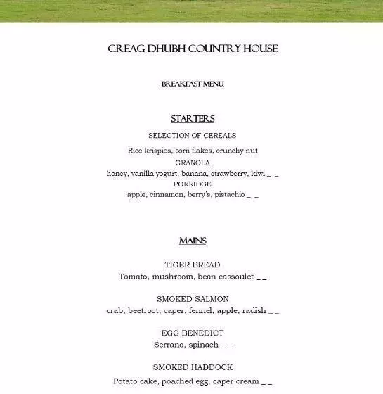 ベッドアンドブレックファースト Creag Dhubh Country House