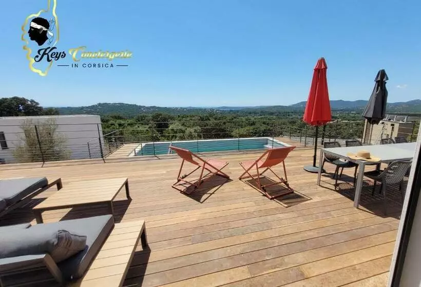 Casa Balancinu Vue Panoramique Sur Montagne Et Mer Piscine Privée