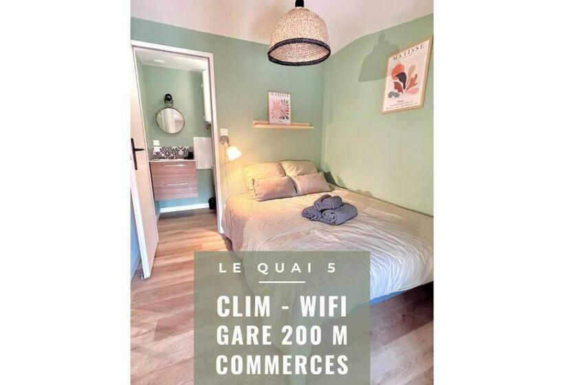 Le Quai 5   Studio Neuf Calme   Clim   Wifi   Gare à 200m