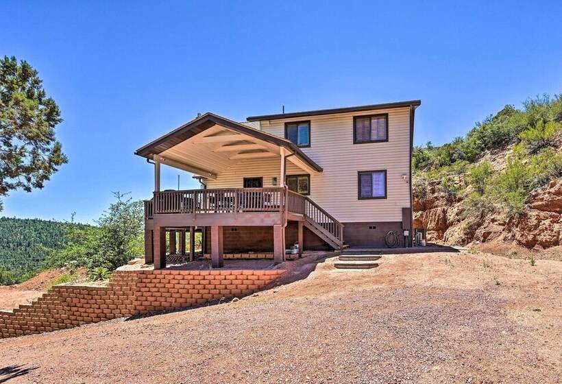 Chalet Style Pine Cabin W/ Wraparound Deck & Views