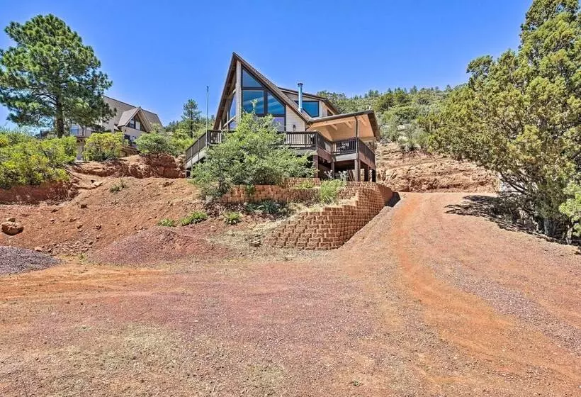 Chalet Style Pine Cabin W/ Wraparound Deck & Views
