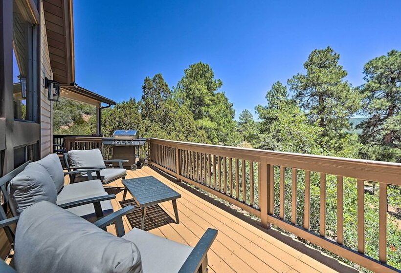 Chalet Style Pine Cabin W/ Wraparound Deck & Views