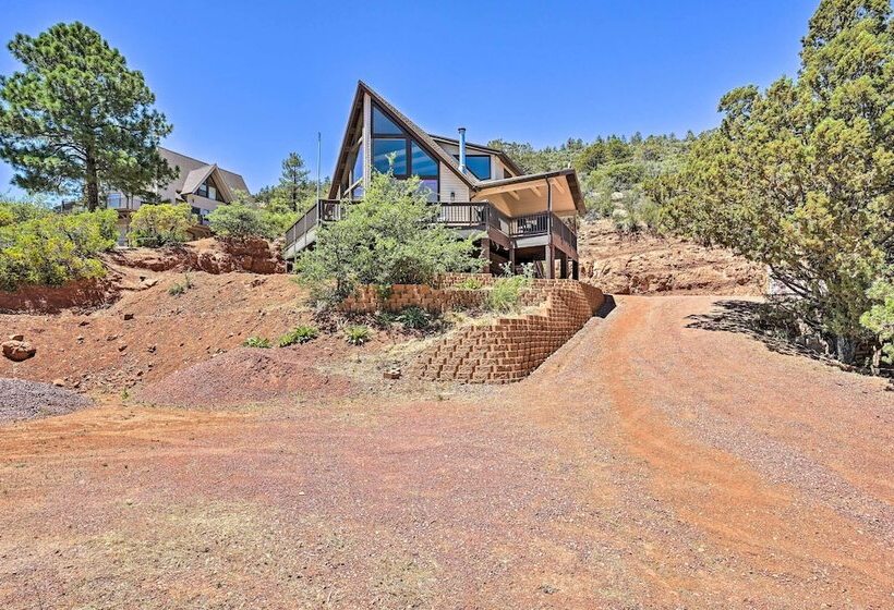 Chalet Style Pine Cabin W/ Wraparound Deck & Views