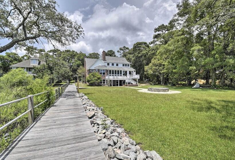 Waterfront Sunset Beach Escape W/ Dock & Golf View