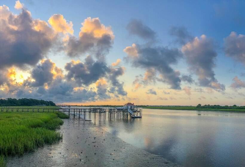 Waterfront Sunset Beach Escape W/ Dock & Golf View