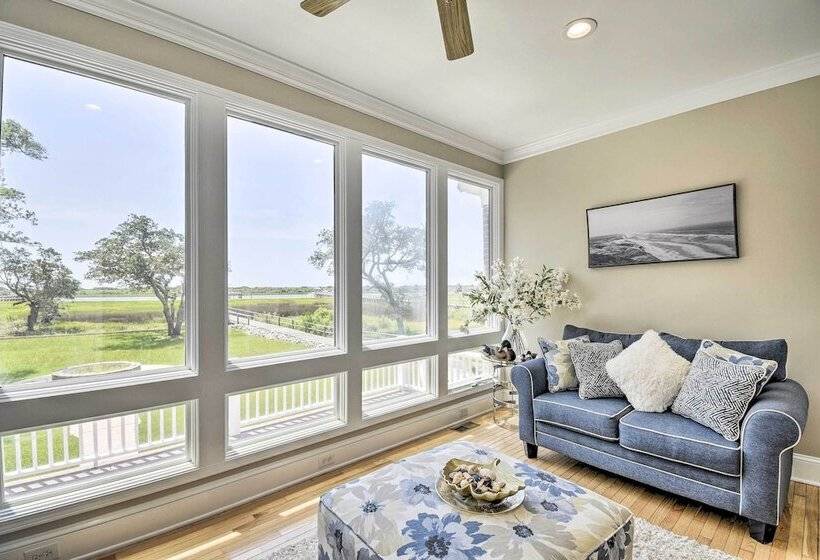 Waterfront Sunset Beach Escape W/ Dock & Golf View