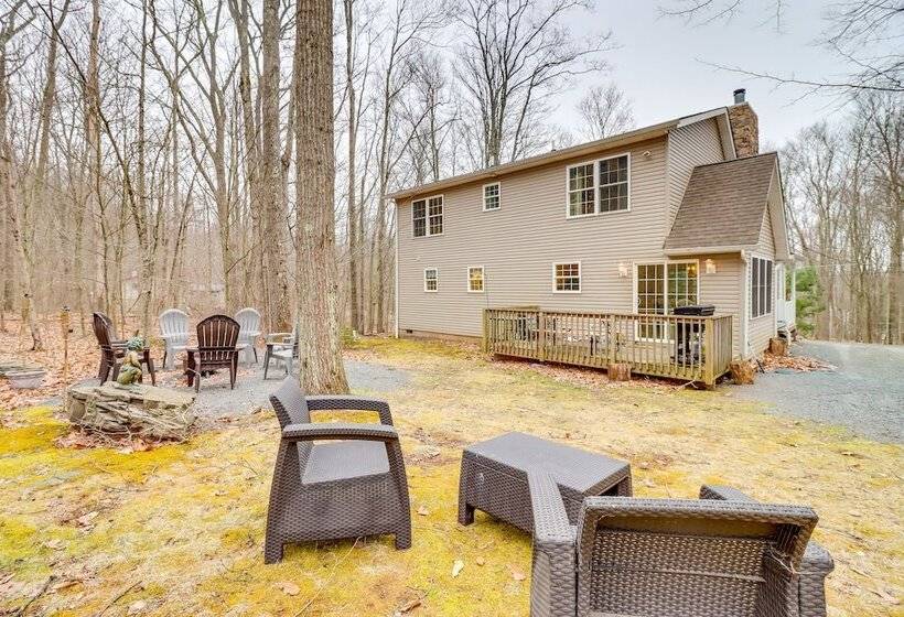 Large Deck & Fire Pit: Secluded Pocono Lake Home