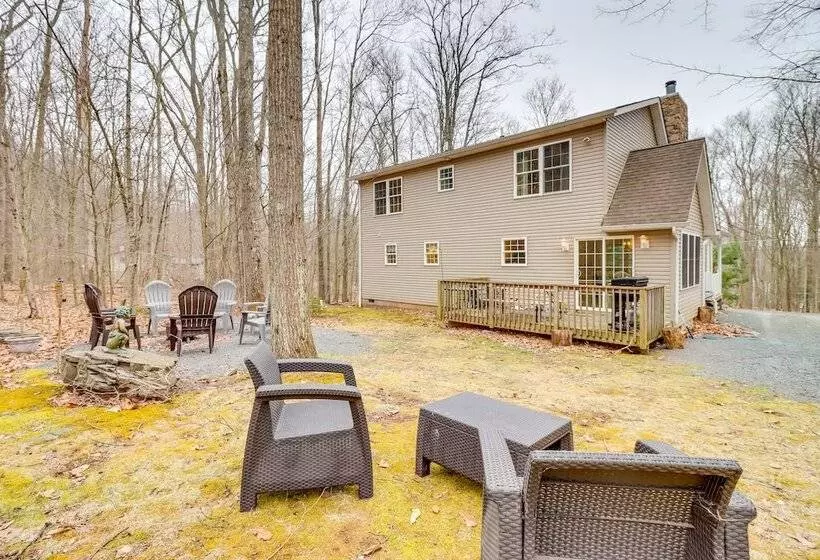Large Deck & Fire Pit: Secluded Pocono Lake Home