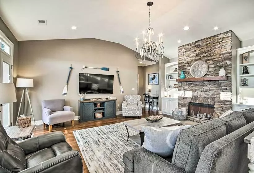 Elegant Lakefront Gem W/ Dock + Sunset Views!