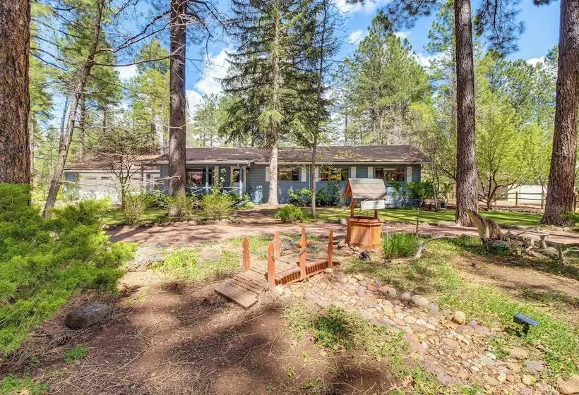 Deck + Pool Table: Pinetop Lakeside Nature Escape