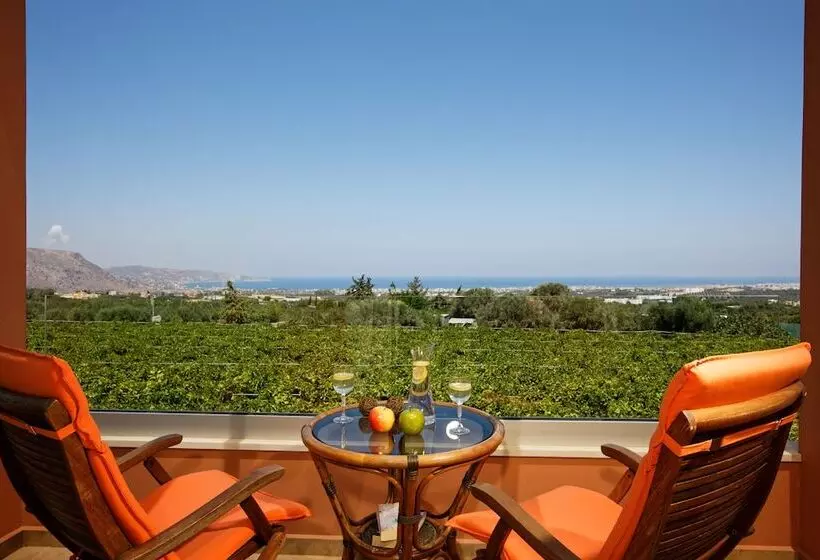 Cretan Vineyard Hill Villa Private Pool, Panoramic View, Beautiful Vineyard