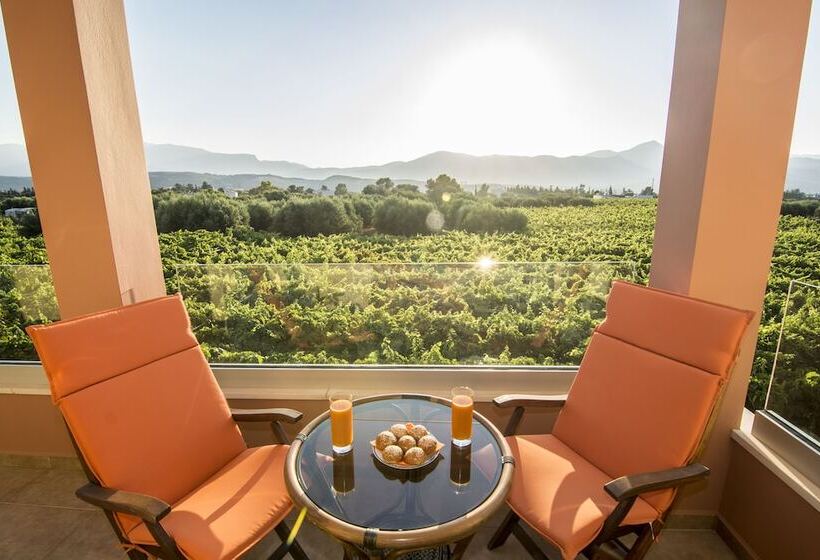 Cretan Vineyard Hill Villa Private Pool, Panoramic View, Beautiful Vineyard